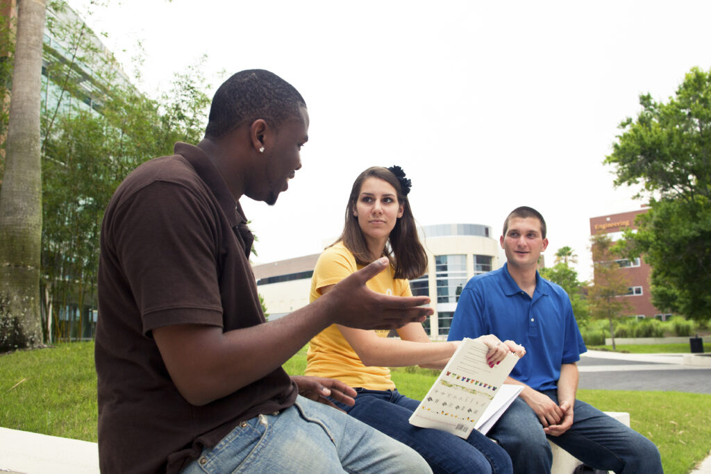 group of students talking