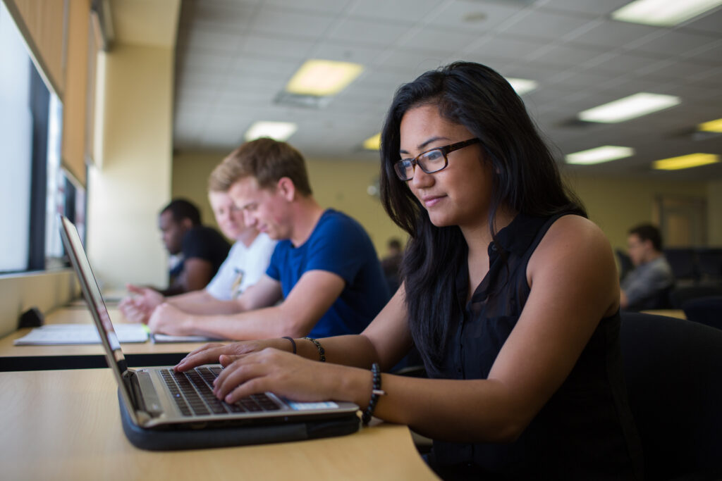 Students working on laptops