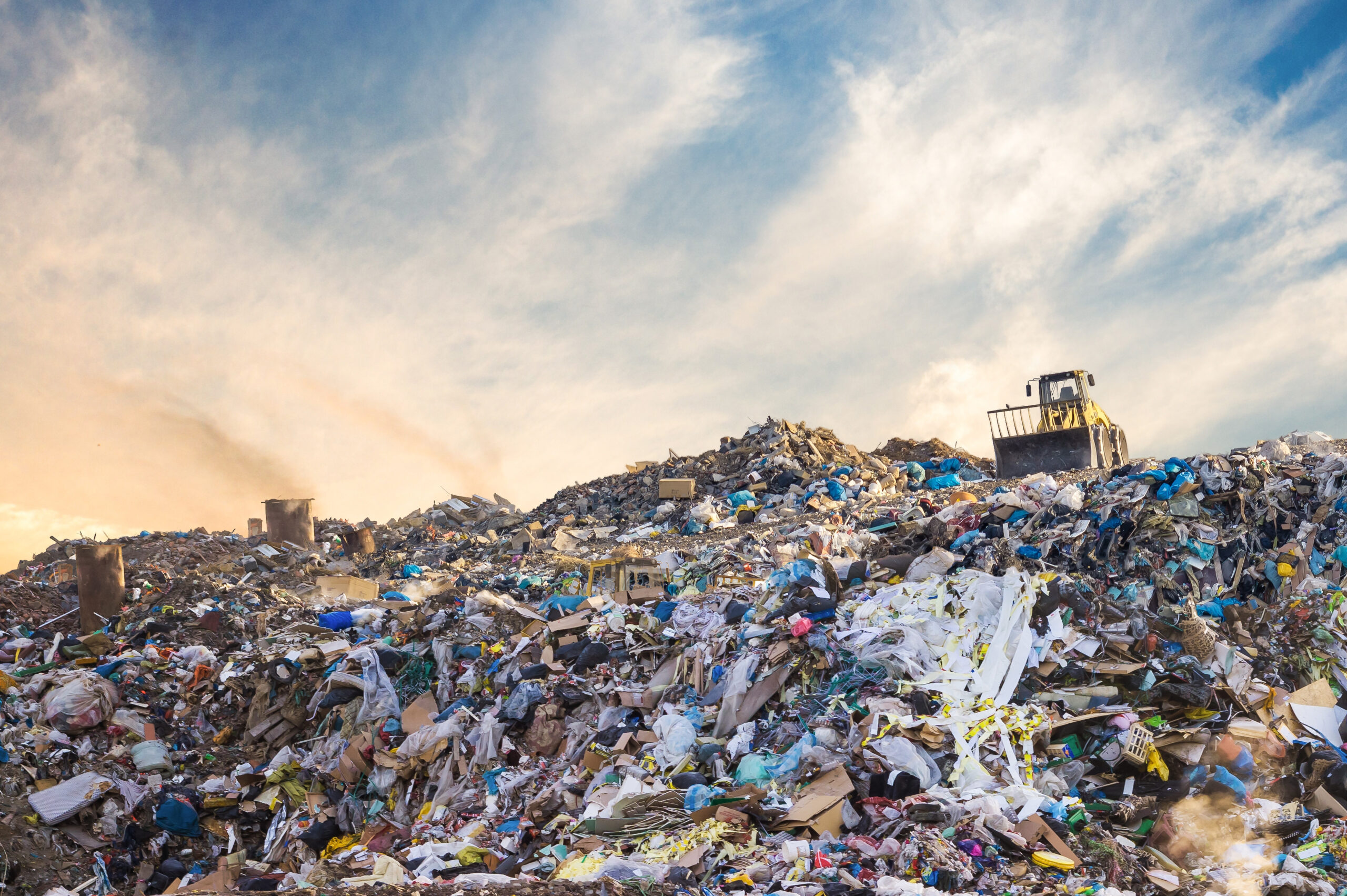 garbage pile in landfiil